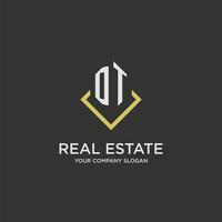 DT initial monogram logo for real estate with polygon style vector