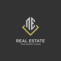 ME initial monogram logo for real estate with polygon style vector