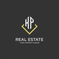 KP initial monogram logo for real estate with polygon style vector