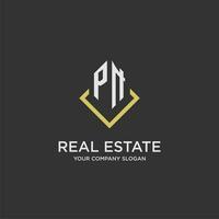 PN initial monogram logo for real estate with polygon style vector