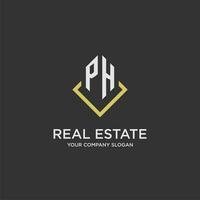 PH initial monogram logo for real estate with polygon style vector