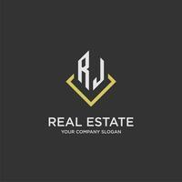 RJ initial monogram logo for real estate with polygon style vector