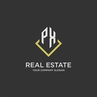 PX initial monogram logo for real estate with polygon style vector