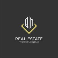 QN initial monogram logo for real estate with polygon style vector