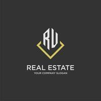 RV initial monogram logo for real estate with polygon style vector