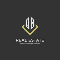 QB initial monogram logo for real estate with polygon style vector