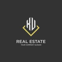 XU initial monogram logo for real estate with polygon style vector