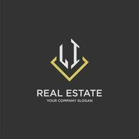 LI initial monogram logo for real estate with polygon style vector