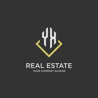 YX initial monogram logo for real estate with polygon style vector