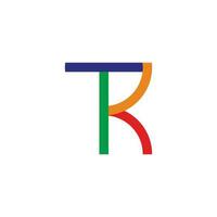 letter tr simple geometric colorful ribbon paper logo vector