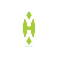 letter h geometric leaf green color design logo vector