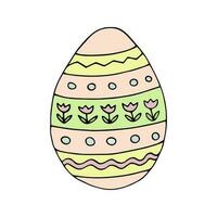 Hand drawn easter eggs with decoration. Doodle vector