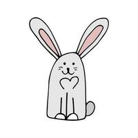 Cute doodle bunny for easter design. vector