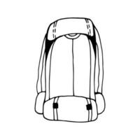 clip art de mochila de camping vectorial dibujado a mano. aislado en el dibujo de fondo blanco para impresiones, afiches, lindos artículos de papelería, diseño de viajes. ilustraciones de alta calidad vector