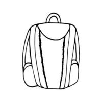 Hand drawn vector camping backpack clip art. Isolated on white background drawing for prints, poster, cute stationery, travel design. High quality illustrations