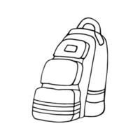 Hand drawn vector camping backpack clip art. Isolated on white background drawing for prints, poster, cute stationery, travel design. High quality illustrations