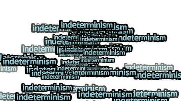 animated video scattered with the words INDETERMINISM on a white background