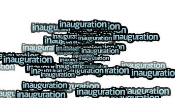 animated video scattered with the words INAUGURATION on a white background