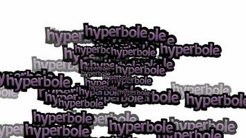 animated video scattered with the words HYPERBOLE on a white background