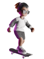 A cartoon character with sunglasses and a skateboard png