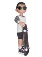 A cartoon character with sunglasses and a skateboard png