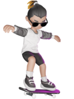 A cartoon character with sunglasses and a skateboard png
