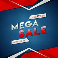 Mega Sale Poster Design with 50 Discount Offer on Abstract Background for Advertising Concept. vector