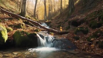 Waterfall in autumn. Illustration photo