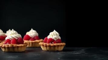 Raspberry mini tarts. Illustration photo