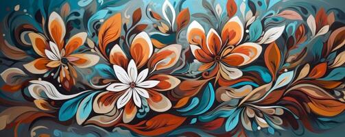 Painted floral background. Illustration photo