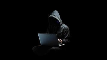 Hacker with computer. Illustration photo
