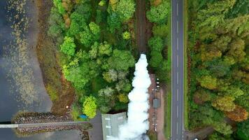 Bird's Eye View of a Steam Train in Scotland video