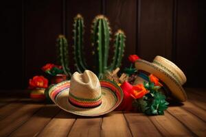 Mexican holiday background. Illustration AI Generative photo