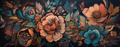 Painted floral background. Illustration photo