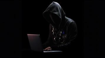 Hacker with computer. Illustration photo