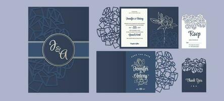 Laser Cut Abstract Geometric Diamonds Wedding Invitation Template vector