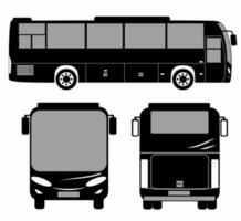 City bus silhouette with. Vehicle icons set the view from side, front and rear vector