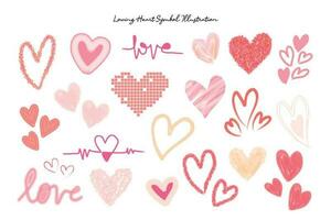 linda amor corazón firmar forma y línea ilustración vector