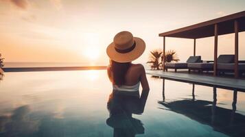 Girl in pool. Illustration photo