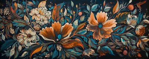 Painted floral background. Illustration photo