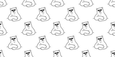 bear seamless vector pattern polar bear panda teddy sunglasses cartoon isolated background repeat wallpaper doodle