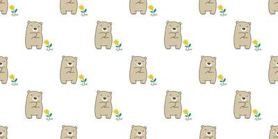 bear seamless pattern vector polar bear panda flower teddy isolated background wallpaper