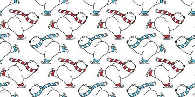oso sin costura modelo polar oso vector Navidad hielo patinar esquí nieve invierno panda osito de peluche bufanda dibujos animados aislado loseta antecedentes repetir fondo de pantalla ilustración rojo azul