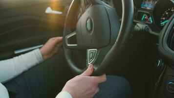 Man driving in innovative automated car video