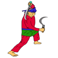 icon Malay warrior hold two weapon png