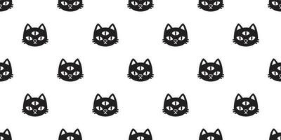 cat Seamless pattern vector halloween kitten three eye calico cartoon tile background scarf isolated repeat wallpaper