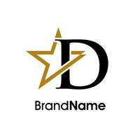 Elegant Initial D Gold Star Logo vector