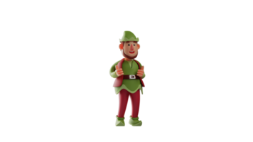 3D Illustration. Good Elf 3D cartoon character. Elf showed two thumbs. Elf feels proud of something. Elf smiled happily. 3D cartoon character png