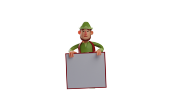 3D Illustration. Smart Elf 3D cartoon character. Elf carries a white board that he will use to provide information. Elf will study with children with enthusiasm. 3D cartoon character png