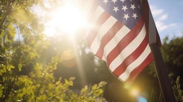 USA Flag Sunny Background. Illustration photo